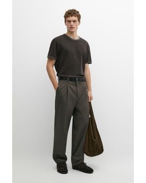 MASSIMO DUTTI 100% Cotton Contrast Neck T-Shirt - Multicolour