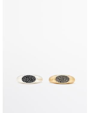 MASSIMO DUTTI Shimmery Ring Set - White
