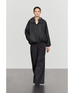 MASSIMO DUTTI High Neck Quilted Bomber Jacket - Black