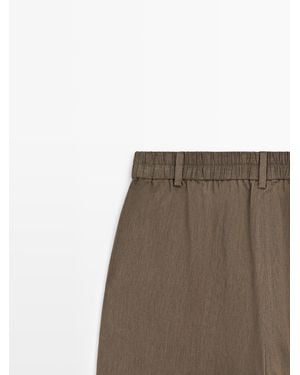 MASSIMO DUTTI Flowing Trousers With Elasticated Waistband - Green