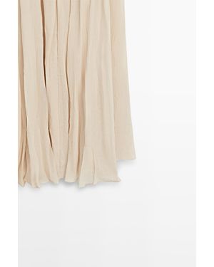 MASSIMO DUTTI Flowing Midi Dress With Pleated Detail - Natural