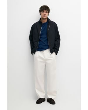 MASSIMO DUTTI Cotton Blend High-Neck Jacket - Black