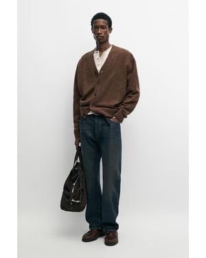 MASSIMO DUTTI Marled Knit Cardigan With Wool - Orange