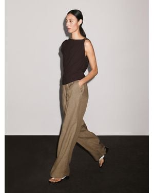 MASSIMO DUTTI Flowing 100% Linen Trousers - White