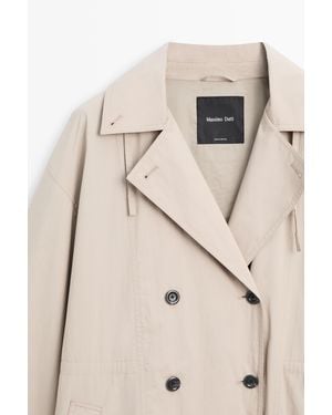 MASSIMO DUTTI Cotton Blend Technical Trench Coat - Natural
