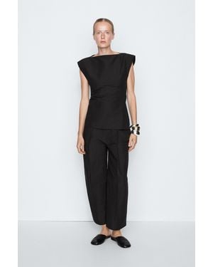 MASSIMO DUTTI Figurbetontes Top Mit Reißverschlussdetail – Studio - Schwarz