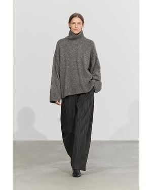 MASSIMO DUTTI Strickpullover Aus Wollmischgewebe Mit Rollkragen - Grau