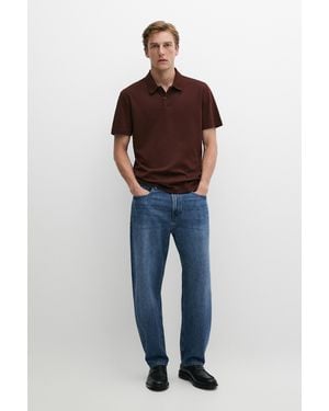 MASSIMO DUTTI Polo Manga Corta 100% Algodón - Azul