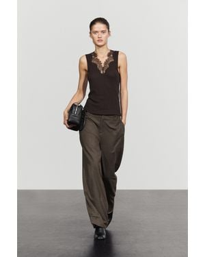 MASSIMO DUTTI Top Aus Baumwoll-Kaschmir-Mix - Schwarz