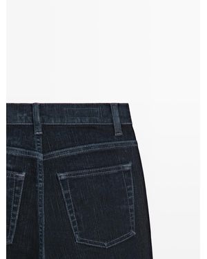 MASSIMO DUTTI High-Waist Boot-Cut Flocking Jeans - Blue