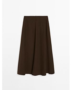 MASSIMO DUTTI Wijde Klokkende Rok - Bruin