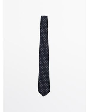 MASSIMO DUTTI 100% Mulberry Silk Tie - White