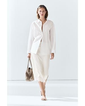 MASSIMO DUTTI Camisa Popelín 100% Algodón - Blanco