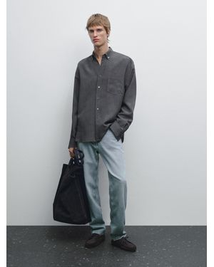 MASSIMO DUTTI Regular Fit Flowing Shirt - Grey