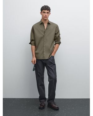 MASSIMO DUTTI Comfort Twill Shirt - Grey