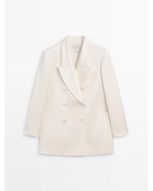 MASSIMO DUTTI Satijnen Blazer Met Knopen - Wit