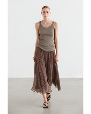 MASSIMO DUTTI Gonna Midi Scampanata Con Stampa Geometrica - Multicolore