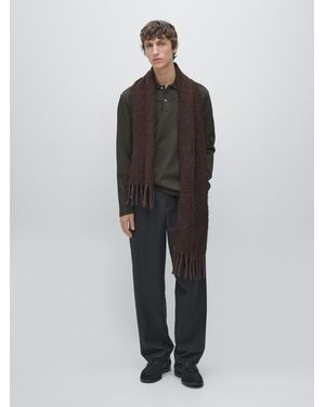 MASSIMO DUTTI Long-Sleeved Polo Shirt With Ribbed Detail - Multicolour