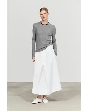 MASSIMO DUTTI Midi Skirt With Yoke And Pleated Detail - White