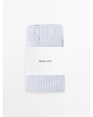 MASSIMO DUTTI 100% Cotton Striped Boxers - Grey