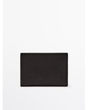 MASSIMO DUTTI Nappa Leather Landscape Wallet - Black