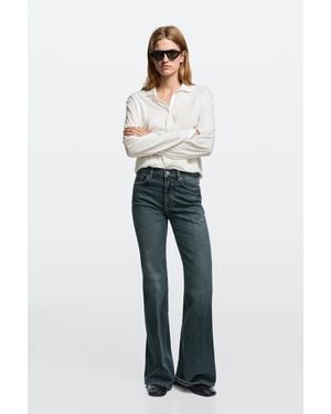 MASSIMO DUTTI High-Waist Skinny Flare Jeans - Black