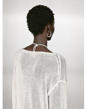 MASSIMO DUTTI Jersey Punto Calado Lino - Blanco