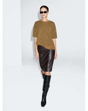 MASSIMO DUTTI Kurzer Rock Aus Nappaleder - Natur