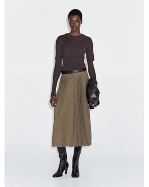 MASSIMO DUTTI Pleated Balloon Midi Skirt | Lyst UK