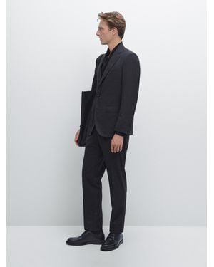 MASSIMO DUTTI 100% Wool Check Suit Blazer - Blue