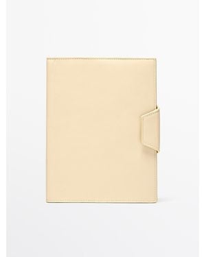 MASSIMO DUTTI Nappa Leather Notebook Cover - Natural