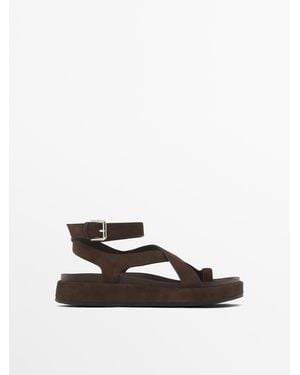 MASSIMO DUTTI Sandals With Crossover Straps - White