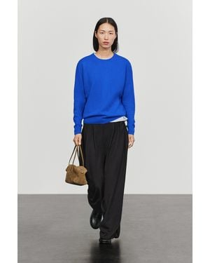 MASSIMO DUTTI Wool Blend Knit Sweater With Round Neck - Blue