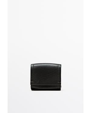 MASSIMO DUTTI Nappa Leather Airpods Case - Black