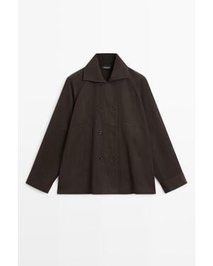 MASSIMO DUTTI Chemise En Daim À Double Boutonnage - Noir