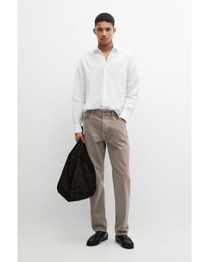 MASSIMO DUTTI Camisa Regular Fit Twill 100% Algodón - Blanco