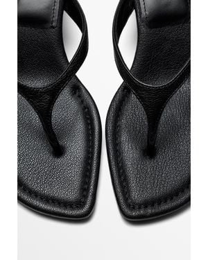MASSIMO DUTTI Leather Heeled Sandal - Black