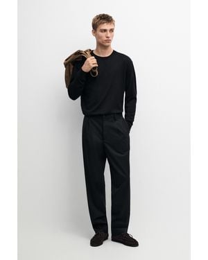 MASSIMO DUTTI Knit 100% Cashmere Crew Neck Jumper - Black