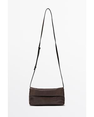 MASSIMO DUTTI Nappaleren Schoudertas - Wit