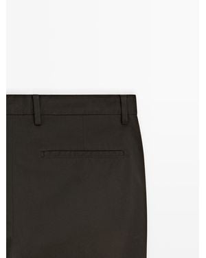 MASSIMO DUTTI Cotton Slim Fit Trousers - Brown