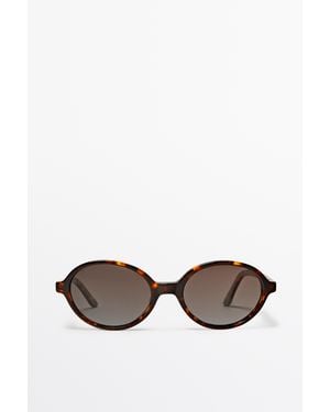 MASSIMO DUTTI Ovale Zonnebril Met Schildpadmotief - Bruin