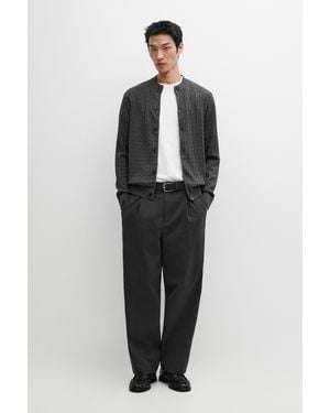MASSIMO DUTTI Pantalón Barrel Fit Detalle Pinzas - Negro