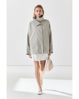 MASSIMO DUTTI Cotton Blend High Neck Jacket - Gray