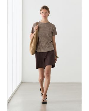MASSIMO DUTTI 100% Cotton Short-Sleeve T-Shirt - Natural