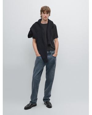 MASSIMO DUTTI T-Shirt Aus Wollmischgewebe - Blau