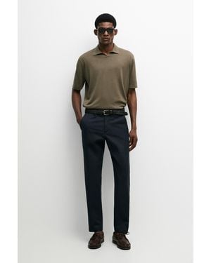 MASSIMO DUTTI Cotton Blend Slim Fit Trousers - Multicolour