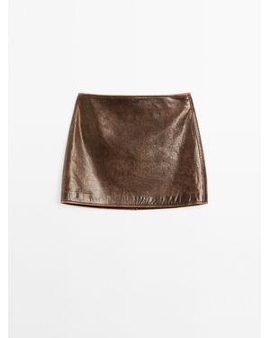 MASSIMO DUTTI Minirok Van Nappaleer - Bruin