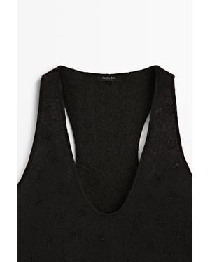 MASSIMO DUTTI Flowing Embroidered Top - Black
