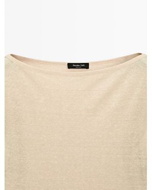 MASSIMO DUTTI Lightweight Wool-Linen Blend T-Shirt - Natural