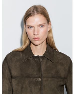 MASSIMO DUTTI Wildlederjacke Mit Bezogenen Knöpfen - Grün